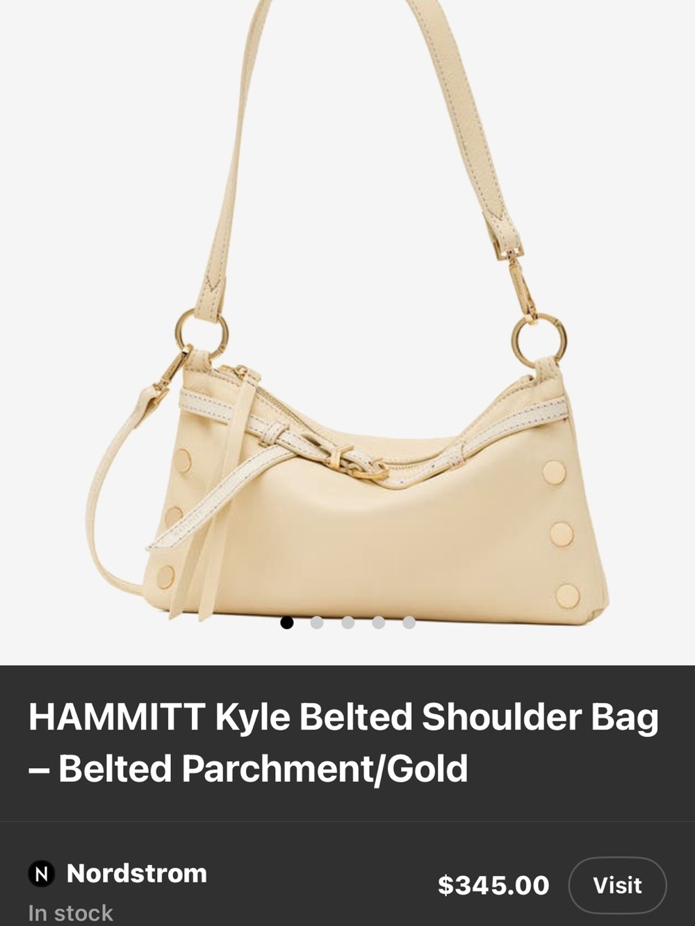 Hammitt Kyle Belted Shoulder Bag — Parchment with Gold Hardware